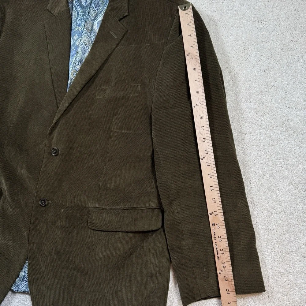 Alan Flusser Corduroy Blazer Men's 2XL Green Sport Coat Paisley Lined Cotton‎